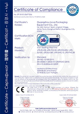 Can Sealing Machine CE Certificate